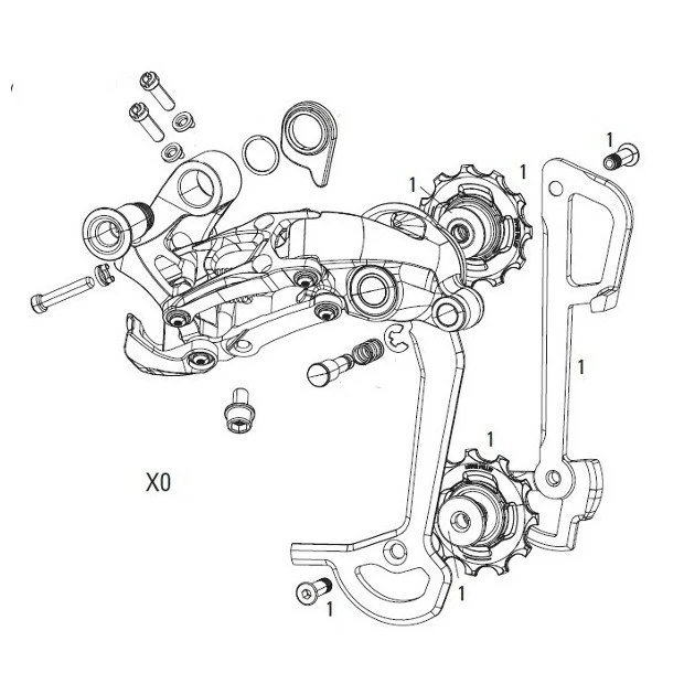 Galet Dérailleur Et Chape Sram X0 Type 2 - 2 X 10 3 Galet Dérailleur Et Chape Sram X0 Type 2 - 2 X 10